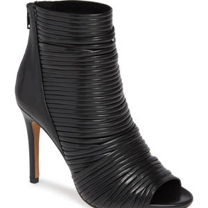 BCBG Elle Black Strapped Open Toe Bootie Size 6 B